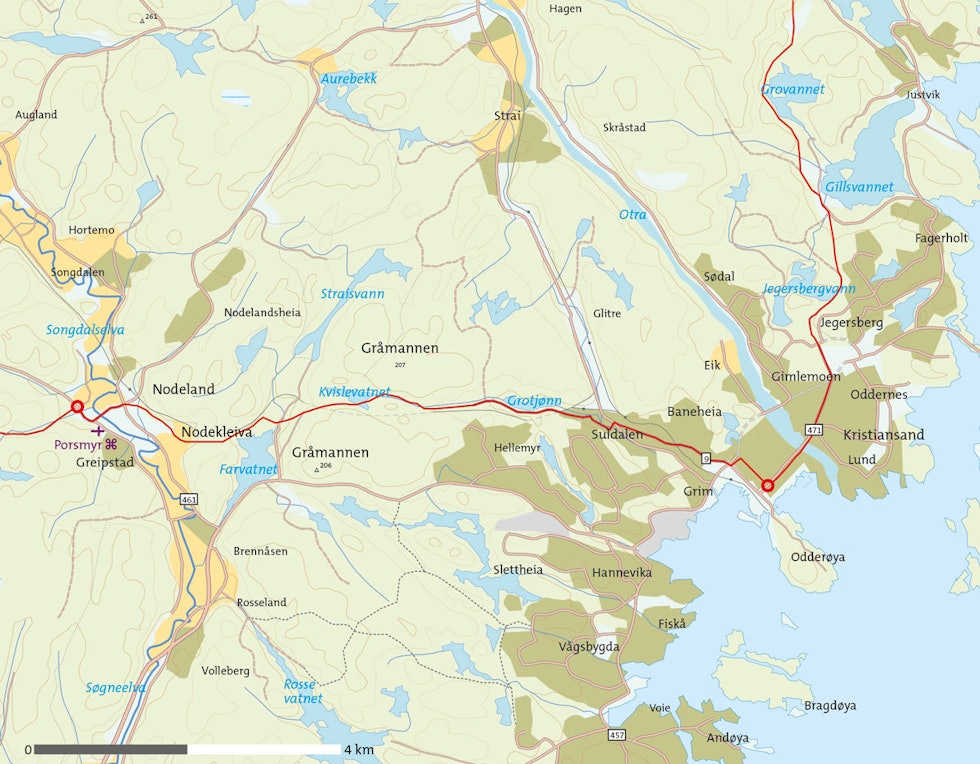 Barnevandrerstien-Nodeland-Kristiansand-Kart Barnevandrerstien-Nodeland-Kristiansand-Kart
