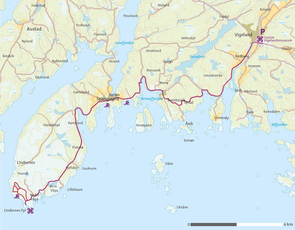 Lindesnes-på-sykkel-Kart Lindesnes-på-sykkel-Kart