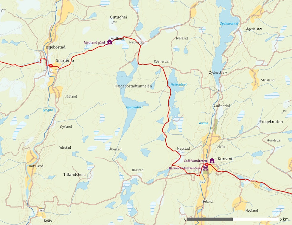 Barnevandrerstien-Snartemo-Konsmo-Kart Barnevandrerstien-Snartemo-Konsmo-Kart