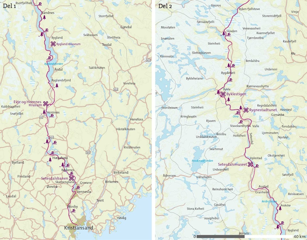 Sykkel-gjennom-Setesdal-Kart