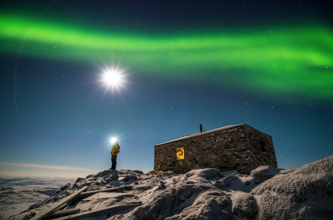 Nordlys ved Halddetoppe.