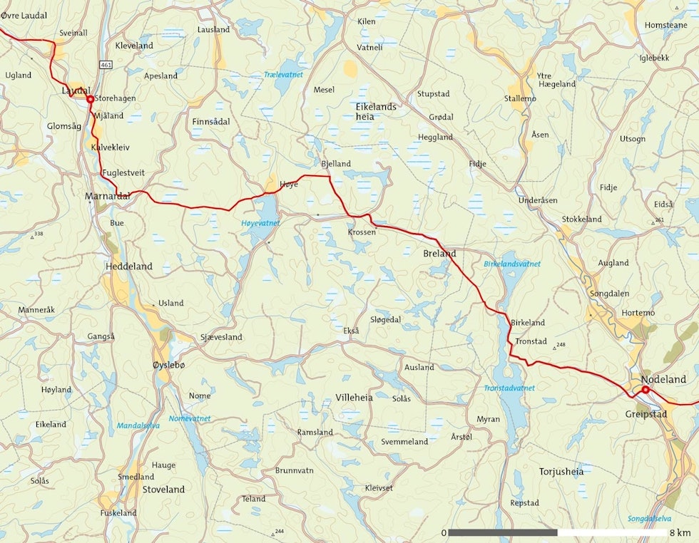 Barnevanrerstien-Laudal-Nodeland-Kart Barnevanrerstien-Laudal-Nodeland-Kart