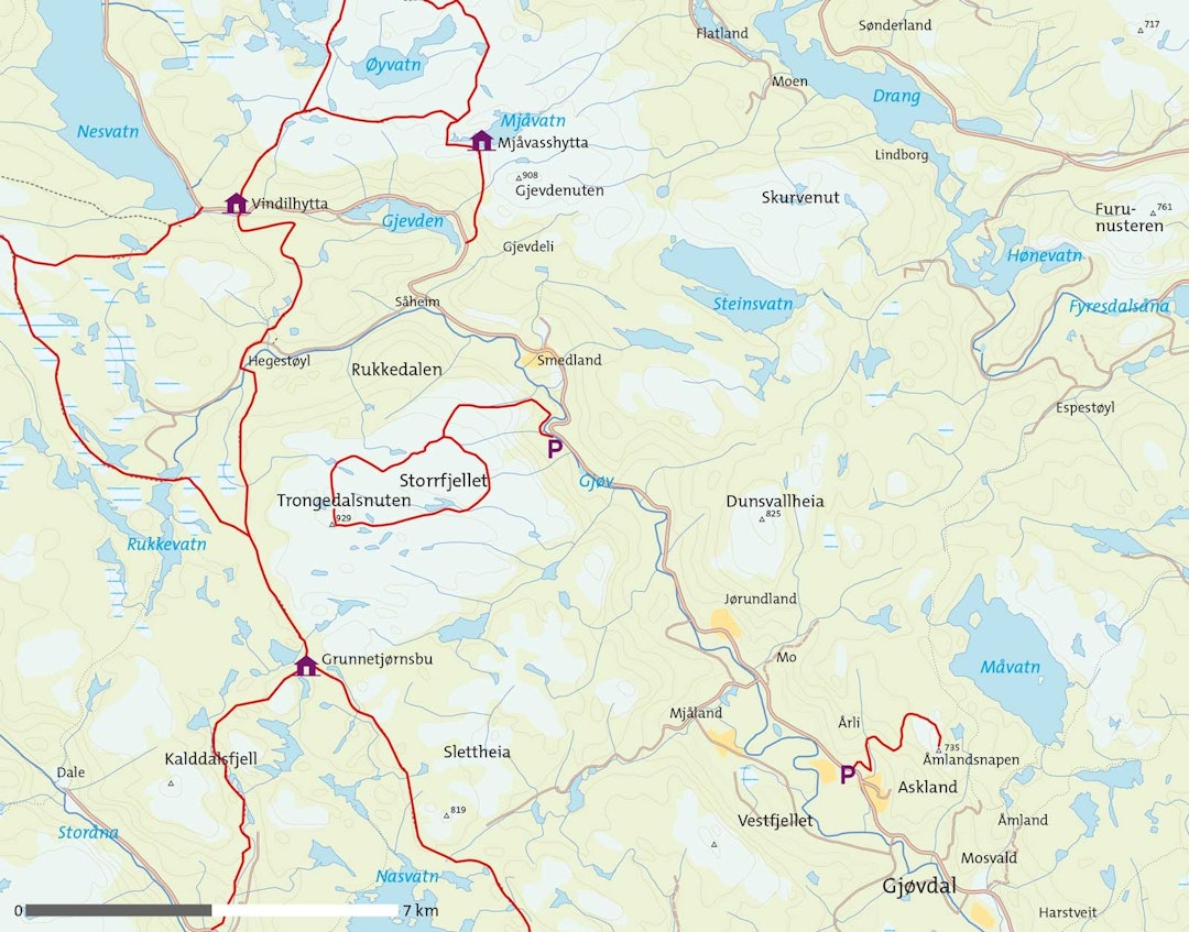 Gjøvdal-Kart Gjøvdal-Kart