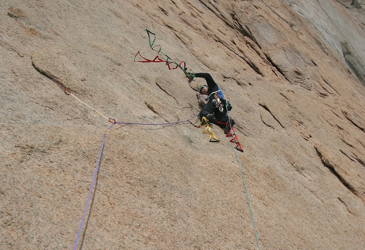 Robert Caspersen i Nordveggen på Ulvetanna. Foto: Stein Ivar Gravdal