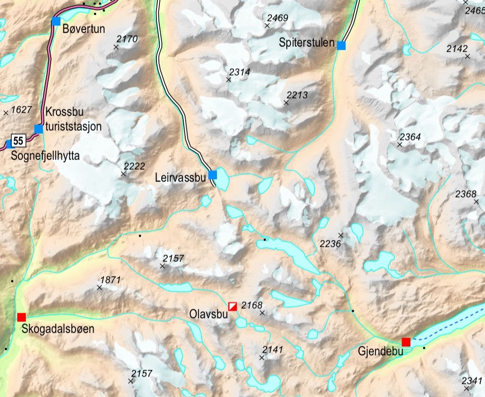 Ruta vår: Leirdalen-Smørstabbtindene-Olavsbu-Høglevagletindane-Leirvassbu-Nørdre Illåbrean-Leirdalen 