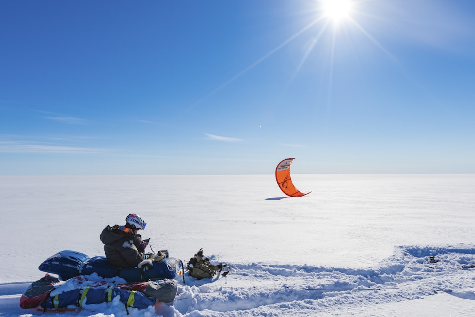 Kiting på Grønland. Foto: Håkon Mæland