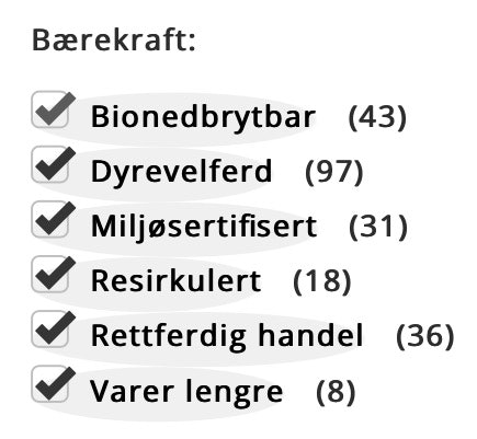 BÆREKRAFTIG MENY: Bryr du deg om mer enn farge og snitt? Slik ser valgmenyen ut på vpg.no nå. BÆREKRAFTIG MENY: Bryr du deg om mer enn farge og snitt? Slik ser valgmenyen ut på vpg.no nå.