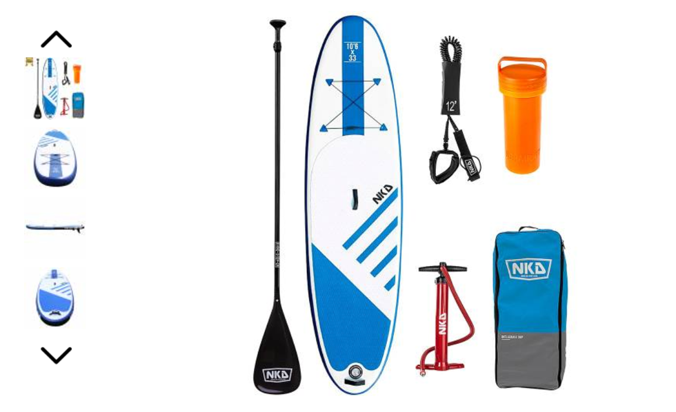 TYPISK SUP-SETT: Et oppblåsbart brett kan pakkes i bag og bæres på ryggen til vannet om du for eksempel skal gå litt opp i fjellet eller utenfor allfarvei, og det er lettere å pakke med seg på tog/buss eller i bilen. Et oppblåsbart SUP-sett inneholder leash, pumpe, åre, brett og bag. SUP sett paddleboard norge oslo guide utemagasinet
