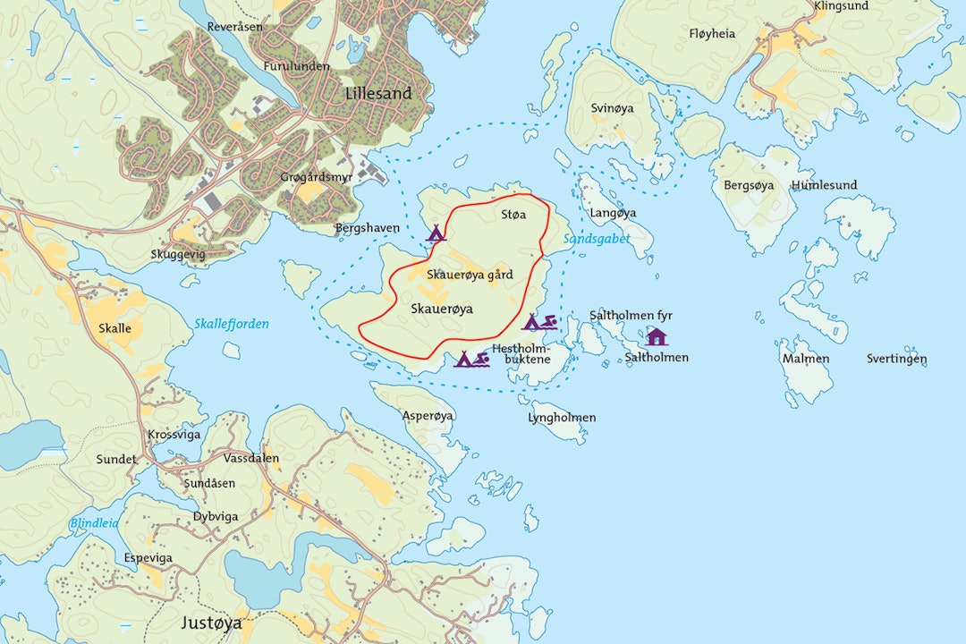 Kart for turen Skauerøya kart