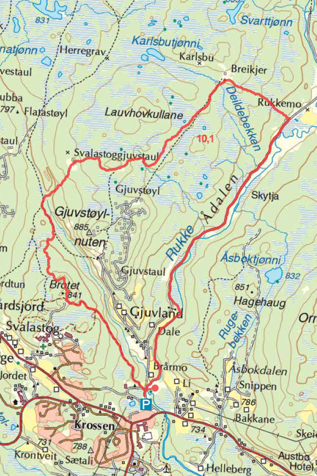 Raulandsfjell Breidkjer Kart turguide Telemark