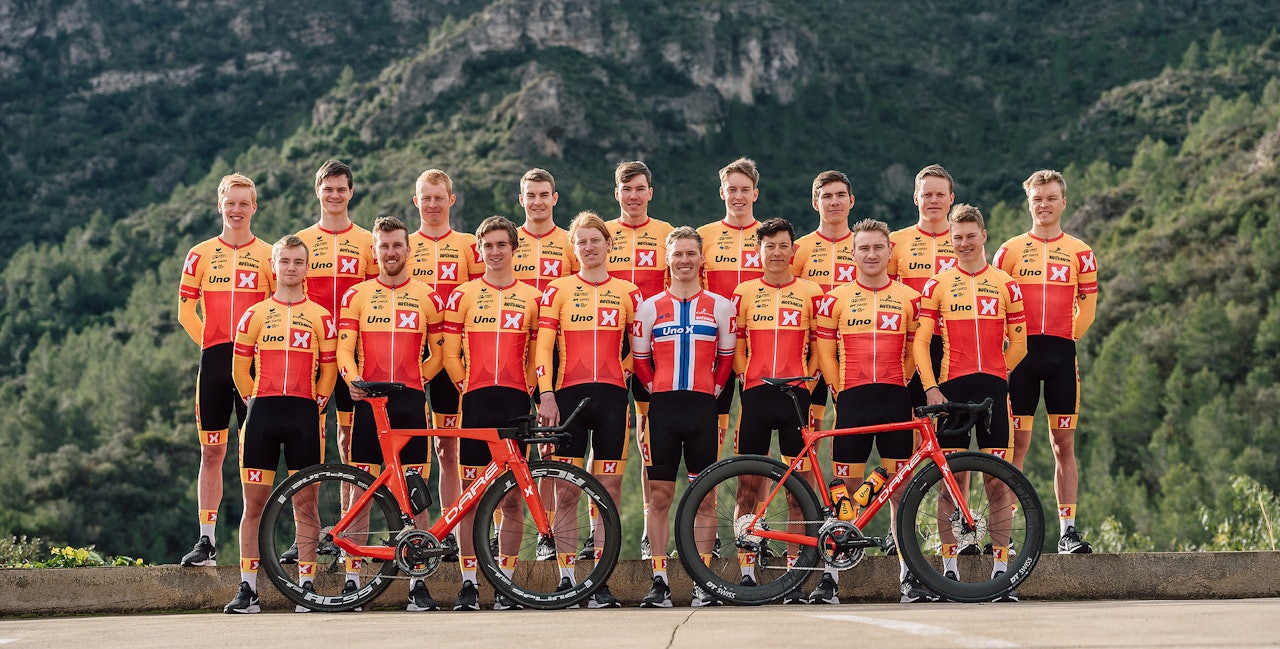 TAR STEGET: Uno-X Development Team vil fra 2020 ha status som ProContinental Team, og blir Norges første profflag. Foto: Jan Brychta.  uno-x