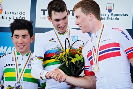 Historisk: Sven Erik Bystrøm er hjelperytter med god lønn, mens Kristoffer Skjerping var kontraktsløs da vi gikk i trykken. Caleb Ewen har allerede hentet etappeseiere i samtlige Grand Tours. Foto: Cor Vos. Historisk: Sven Erik Bystrøm er hjelperytter med god lønn, mens Kristoffer Skjerping var kontraktsløs da vi gikk i trykken. Caleb Ewen har allerede hentet etappeseiere i samtlige Grand Tours. Foto: Cor Vos.