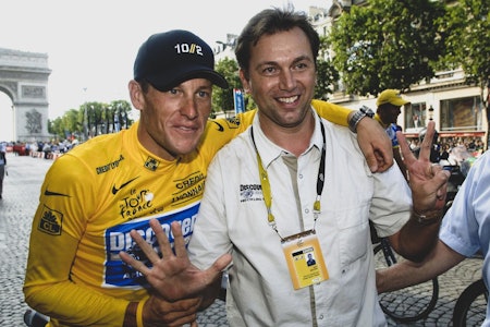 SAMKJØRTE: Johan Bruyneel var Lance Armstrongs sportsdirektør under alle de syv seirene i Tour de France. Foto: Cor Vos. Lance Armstrong Johan Bruyneel
