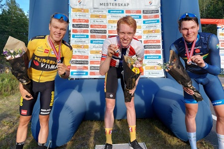 TEMPONORGESMESTER: Andreas Leknessund tok NM-gull i tempo for andre år på rad. Tobias Foss tok sølv og Søren Wærenskjold bronse. Foto: Cato Karbøl Andreas Leknessund tok NM-gull i tempo 2020