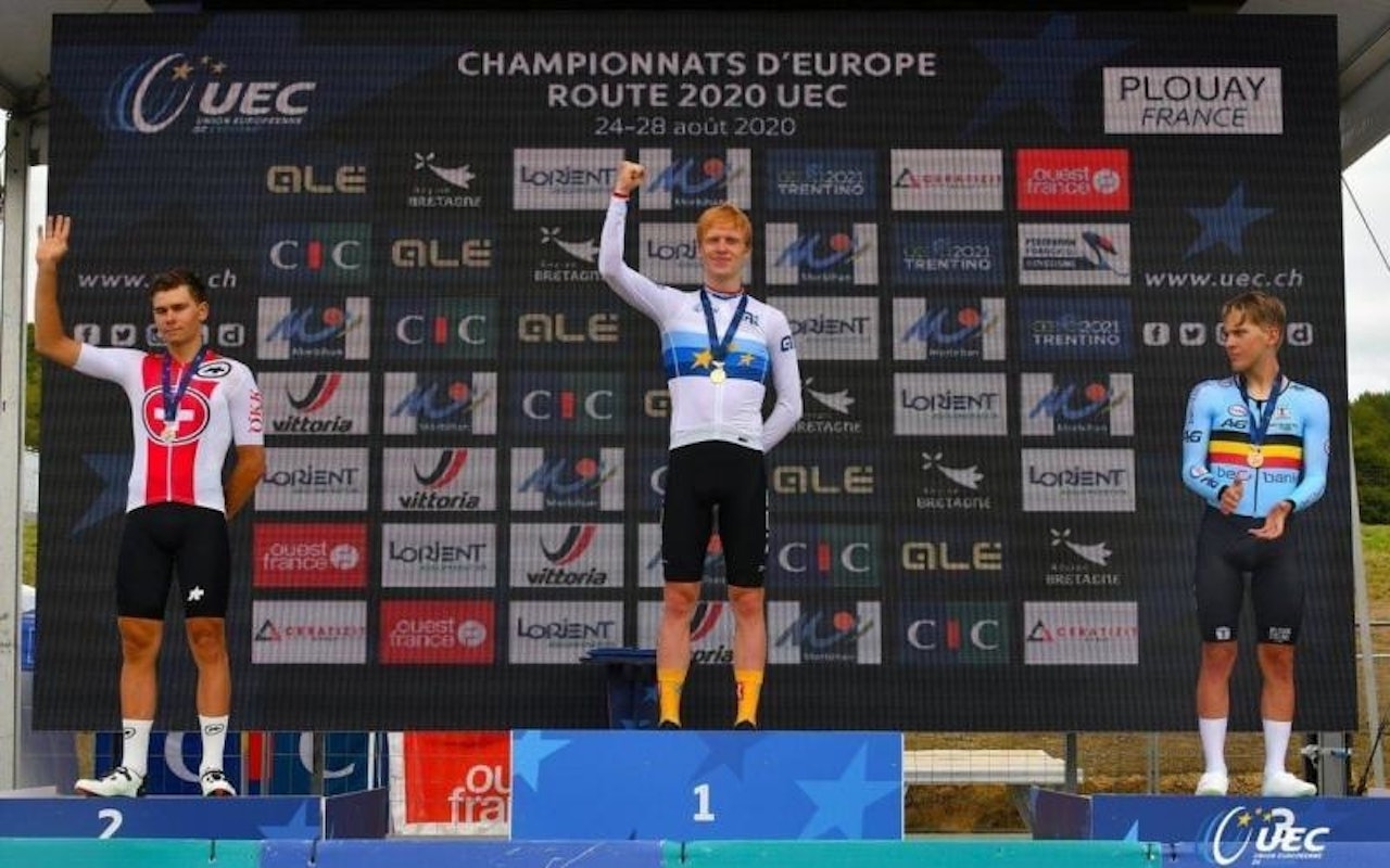 EUROPAMESTER! Andreas Leknessund sniker seg til nok en tittel. Nå er han Europamester på tempo U23. Foto: UEC. Andreas leknessund