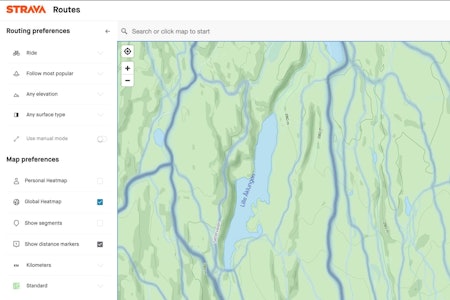 PLANLEGGE SYKKELTUR MED STRAVA: Det er rasende enkelt, og du kan få litt innsikt om hva slags tur du begir deg ut på. Foto: Skjermdump ruteplanlegger strava sykkel landevei terrengsykkel sykkeltur sykkelferie