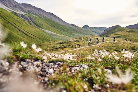 Tredje etappe i Swiss Epic gikk fra St. Moritz til Lenzerheide, 80 kilometer og 2200 høydemeter gjennom postkort-terreng for de som hadde tid eller kapasitet til å se seg rundt underveis. Foto: Marius Holler/Swiss Epic