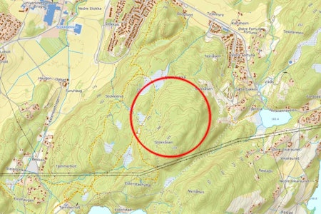 STOKKÅSEN: Stokkåsen på øst-siden av Trondheim er et av flere populære sykkelområder i Trondheim. Skjermdump: Norgeskart syklist ulykke stokkåsen