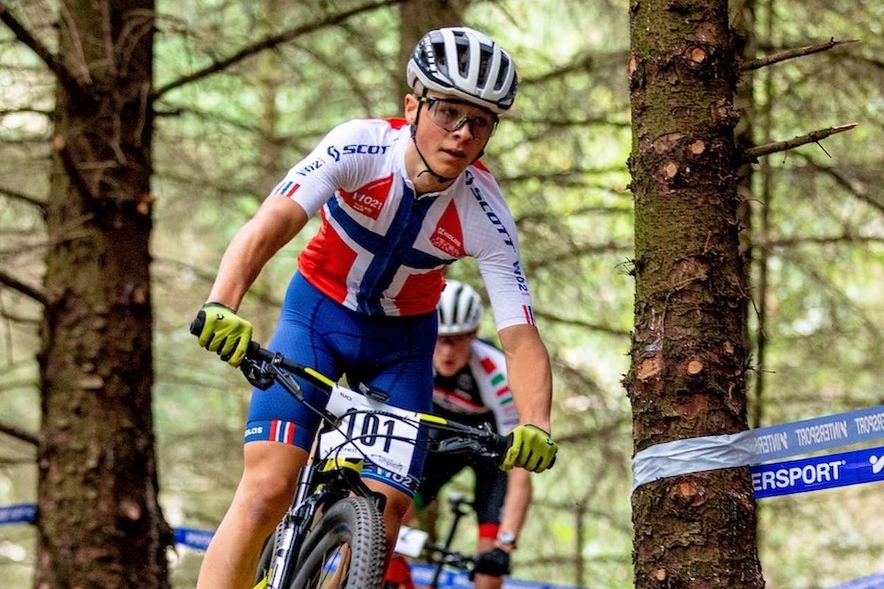 VM-KLAR: Fem av de sju som syklet EM i helga er tatt ut til VM i Val di Sole i Italia 25.til 29. august, inkludert VM-debutanten William Høines Larsen. Foto: Solveig Jåstad William Høines Larsen