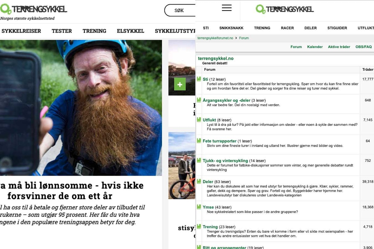 SLAPP AV, VI ER HER: Noen endringer er det, men det er til det bedre. Terrengsykkel.no og forumet finner du nå på forskjellige domener. Foto: Skjermdump hva skjer med forumet terrengsykkel.no terrengsykkelforumet