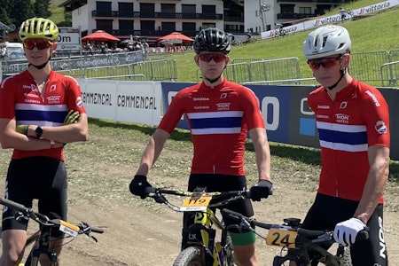 U23-TROPPEN: Knut Røhme (til venstre) kom på 13.plass, Ole Sigurd Rekdahl på 20. plass og Mats Tubaas Glende (til høyre) ble nummer 11 i rundbane-EM i Serbia. Foto: Lars Stensløkken U23-gutta på rundbane-EM 2021