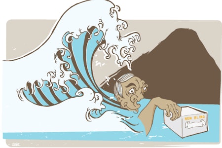 Bling blong: Det er lett å bli tatt av bølgen. Vi sier ikke mer. Illustrasjon: Joar Christoffersen Bling blong: Det er lett å bli tatt av bølgen. Vi sier ikke mer. Illustrasjon: Joar Christoffersen