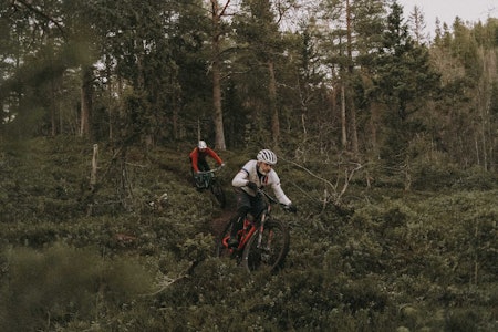 NYDELIGE FORHOLD: Lite snø gjør forholdene for stisykling i Estenstadmarka helt supre i skrivende stund. Foto: Kristoffer H. Kippernes stisykling estenstadmarka trondheim