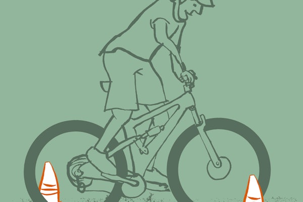 HINDERLØYPE: Bruk kjegler eller naturlige elementer til å sette teknikken på prøve. Øk gradvis farten og vanskelighetsgraden etter hver som du blir flinkere. Illustrasjon: Joar Christophersen HINDERLØYPE: Bruk kjegler eller naturlige elementer til å sette teknikken på prøve. Øk gradvis farten og vanskelighetsgraden etter hver som du blir flinkere. Illustrasjon: Joar Christophersen