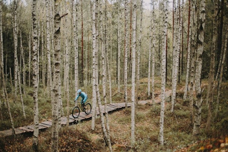 VIL BEVARE FRILUFTSLIVET: Skiforeningen ønsker at aktiviteten i Østmarka skal fortsette som i dag. Illustrasjonsbilde fra den tilrettelagte stien Pioneren i Østmarka utenfor Oslo. Foto: Kristoffer H. Kippernes kommentar stisykling slitasje NINA forskning