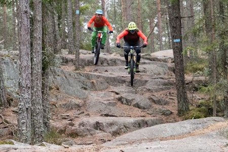 FART ELLER MORO? Det er mye å lære når Brage Vestavik og Aslak Mørstad tar en prat om hvordan de velger den linjen de gjør. Foto: Christian Nerdrum stisykling tips nybegynner