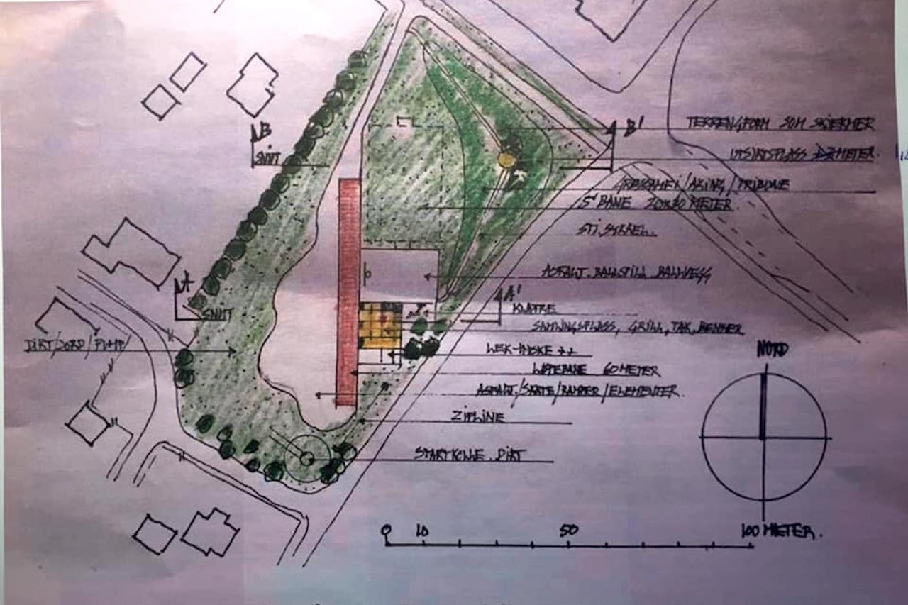 Skissene til Makkenparken er klare, det samme er spadene og dugnadsgjengen, som håper å få ferdig i big jumpene før vinteren kommer. Illustrasjon: Makkenparken Skissene til Makkenparken er klare, det samme er spadene og dugnadsgjengen, som håper å få ferdig i big jumpene før vinteren kommer. Illustrasjon: Makkenparken