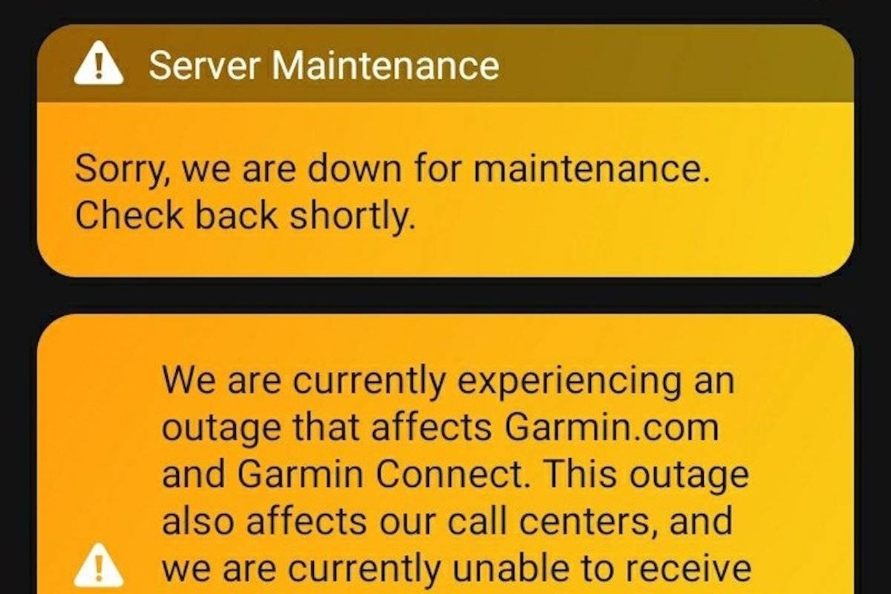 DELVIS I DRIFT: Garmin har vært hacket og tjenestene ute av drift siden 23 juli, inkludert opplasting til Strava. Mandag ettermiddag skal det være delvis drift igjen. garmin hacket