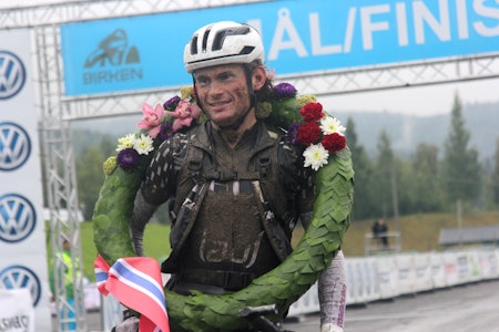 Søren Nissen var inne på 4:53:23 og forteller om grumsete forhold på fjellet. Foto: Ingeborg Scheve birken ultrabirken