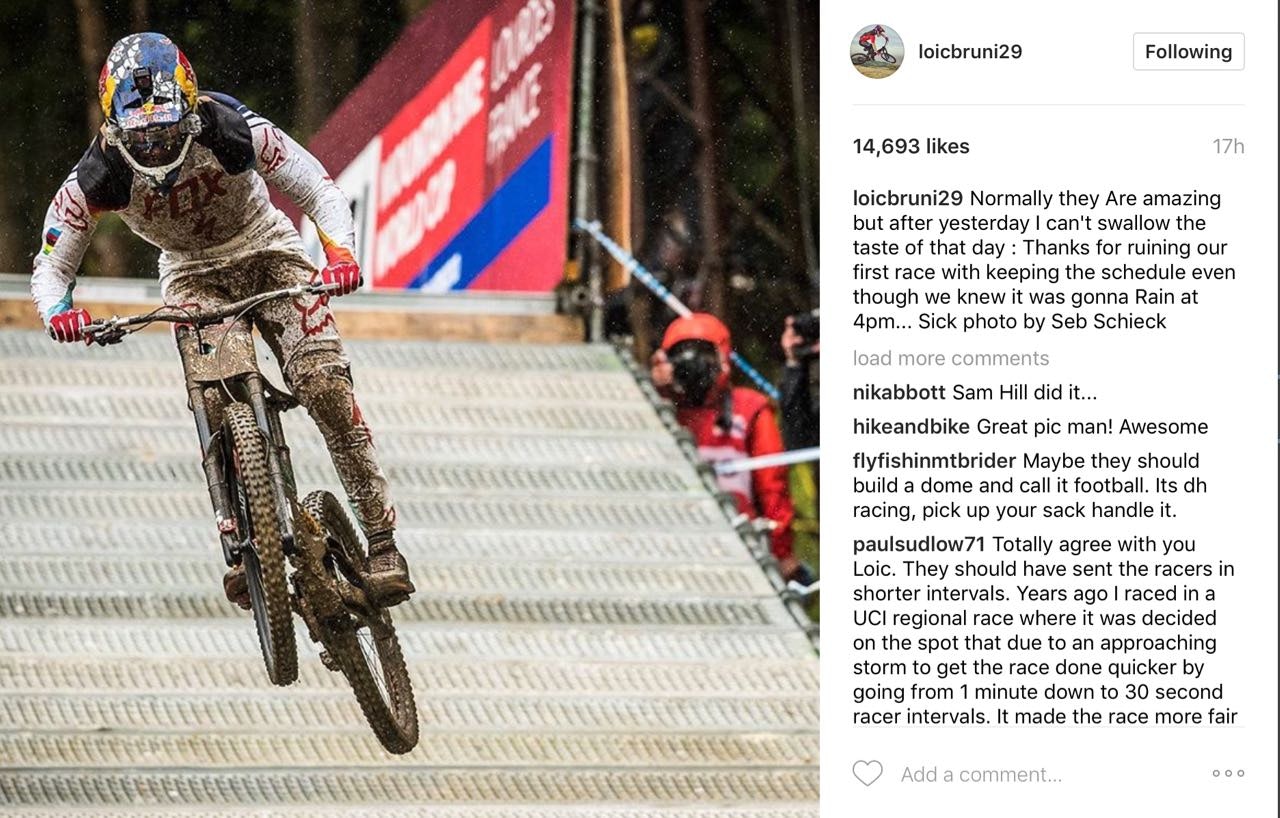 SINT: Loic Bruni tok til Instagram for å kritisere avgjørelsen om ikke å fremskynde starten til herrene i Lourdes. Faksimile: Instagram, Seb Schieck SINT: Loic Bruni tok til Instagram for å kritisere avgjørelsen om ikke å fremskynde starten til herrene i Lourdes. Faksimile: Instagram, Seb Schieck