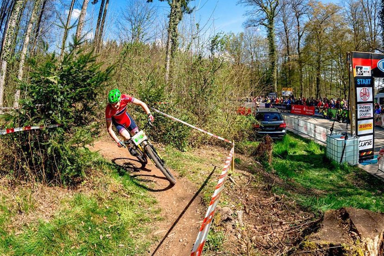 Petter Fagerhaug sesongdebuterte til tredjeplass i Bundesligaen, samme ritt hvor han debuterte som senior i fjor og ble nummer 6. Foto: NCF Petter Fagerhaug sesongdebuterte til tredjeplass i Bundesligaen, samme ritt hvor han debuterte som senior i fjor og ble nummer 6. Foto: NCF