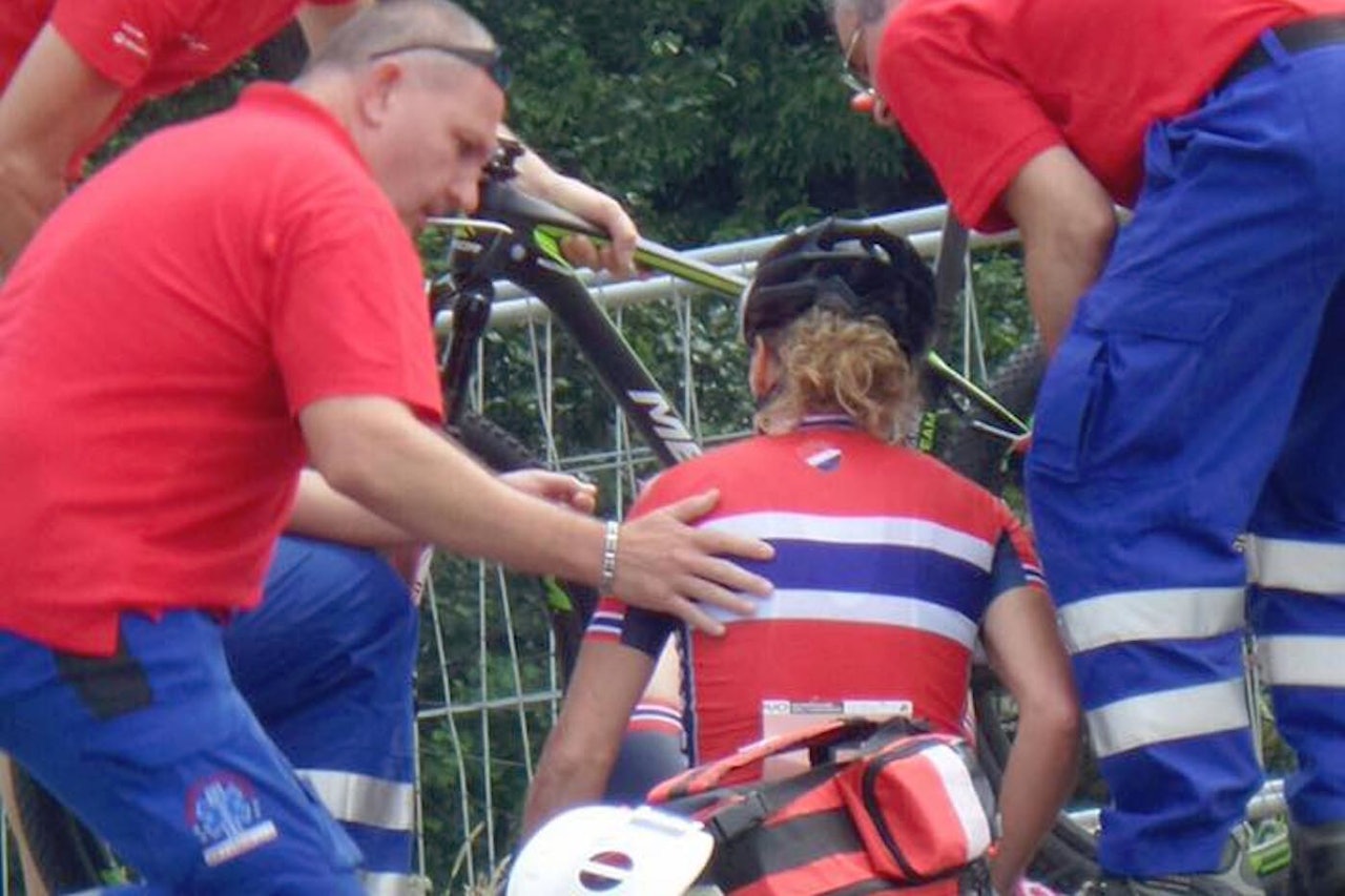 Gunn Rita Dahle Flesjå krasjet fem sekunder etter at startskuddet gikk. Foto: Privat Gunn Rita Dahle Flesjå krasjet fem sekunder etter at startskuddet gikk. Foto: Privat