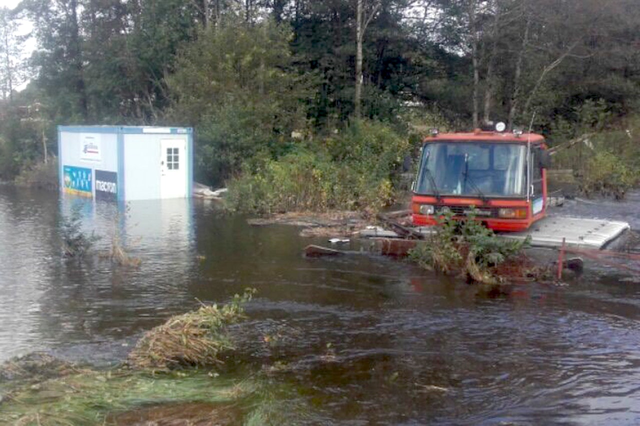 Slik så det ut i Kristiansand sykkelpark etter flommen, og dugnadsgjengen bak anlegget var spent på hvor store skadene var da de satte i gang med oppryddingsjobben. Foto: Morten Ryen Slik så det ut i Kristiansand sykkelpark etter flommen, og dugnadsgjengen bak anlegget var spent på hvor store skadene var da de satte i gang med oppryddingsjobben. Foto: Morten Ryen