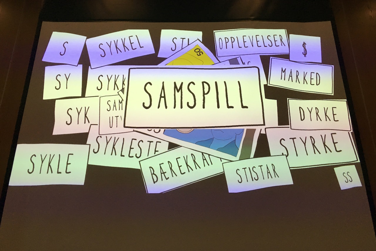 Fagdagen åpnet Utflukt for femte gang og tok en titt på noen av suksesskriteriene for å videreutvikle sykkelsatsingen i Norge. Dette er noen av stikkordene. Foto: Ingeborg Scheve Fagdagen åpnet Utflukt for femte gang og tok en titt på noen av suksesskriteriene for å videreutvikle sykkelsatsingen i Norge. Dette er noen av stikkordene. Foto: Ingeborg Scheve