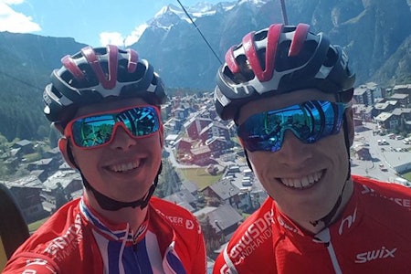 I løpet av det seks dager lange etapperittet Swiss Epic skal Fredrik Haraldseth og Ole Hem sykle 12000 høydemeter fordelt på 350 kilometer. Foto: Privat
