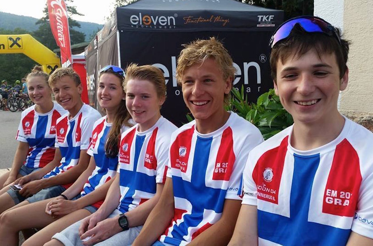 Den norske EM-troppen: (fra venstre) Thea Siggerud, Anders Johannessen, Tuva Siggerud, Jørgen Annmarkrud, Tobias Johannessen og Gabriel Slinger. Foto: Privat Den norske EM-troppen: (fra venstre) Thea Siggerud, Anders Johannessen, Tuva Siggerud, Jørgen Annmarkrud, Tobias Johannessen og Gabriel Slinger. Foto: Privat