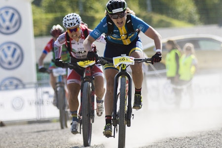 Hildegunn Hovdenak ga alt for å hente inn forspranget på oppløpet, men det holdt akkurat ikke. Foto: Snorre Veggan birken birkebeinerrittet