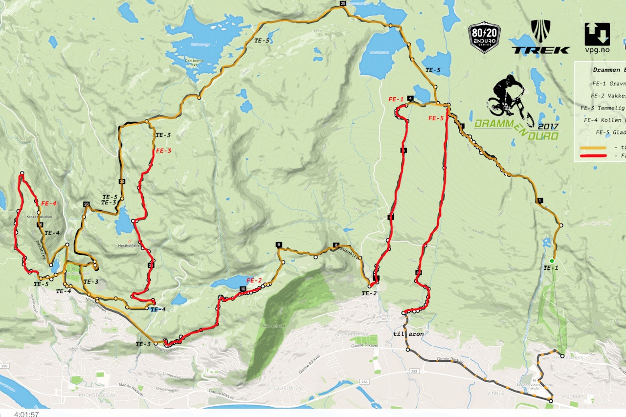 Etappekart for DrammEnduro 2017 Etappekart for DrammEnduro 2017