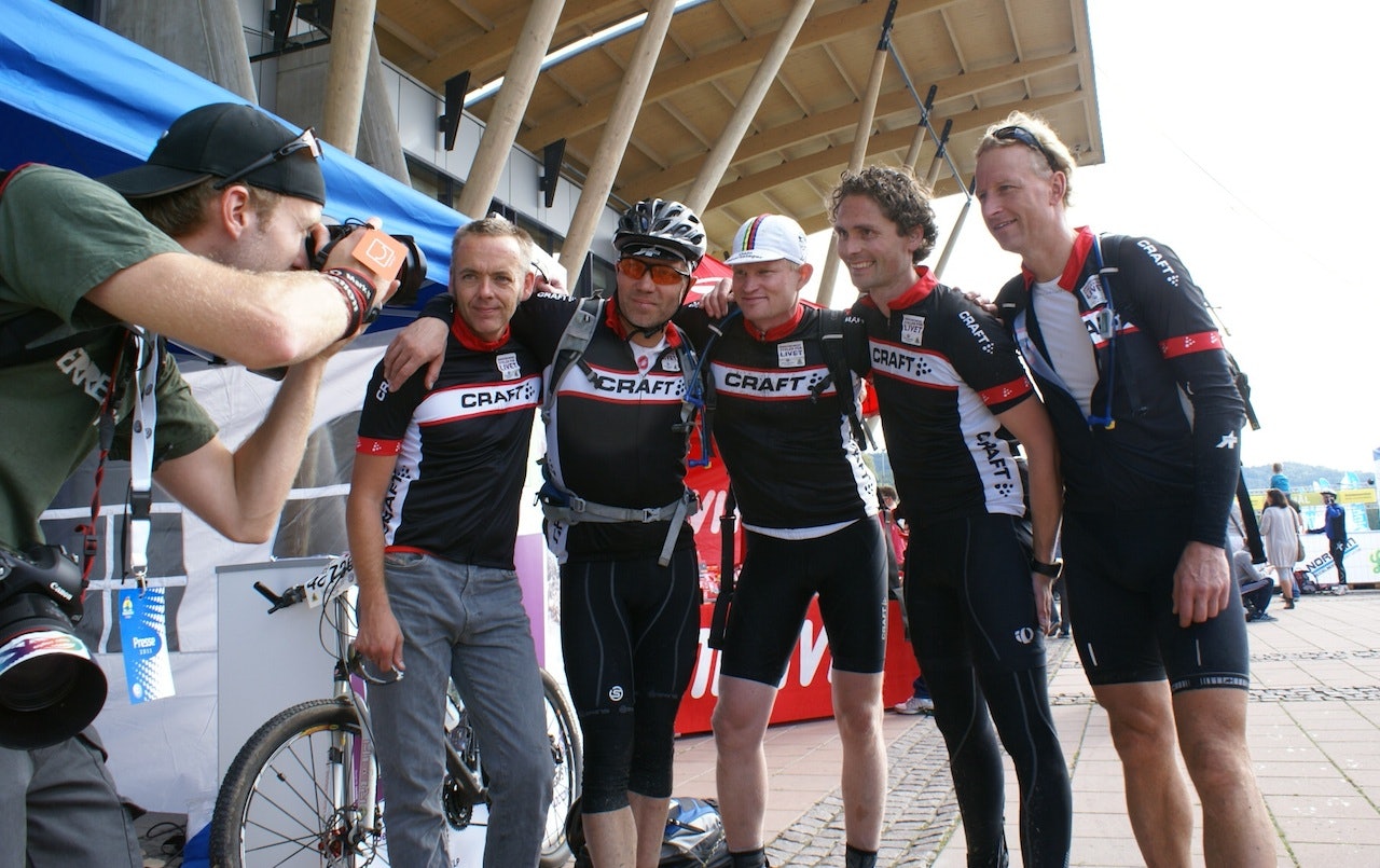 VELDEDIG GJENG: Denne kompisgjengen syklet med bare gode baktanker. Fra venstre: Atle Nesheim, Tommy Lund Andersen, Rolf Sverre Asp, Sverre Ros Mangrud, Søren Buskov Mikkelsen. birken birkebeinerrittet ultrabirken