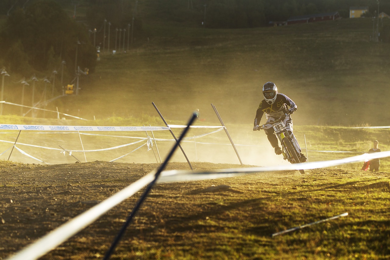 Støvtørre forhold under treningen i dag tidlig i Hafjell Bike Park Hafjell bike park