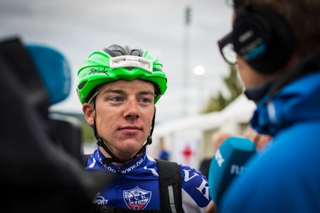 BEHOLDT ROEN: Selv om Åsmund Romstad Løvik var svært skuffet over at seieren glapp, var han både sympatisk og diplomatisk da han ble intervjuet av NRK like etter målgang. Foto: Snorre Veggan birken birkebeinerrittet åsmund løvik