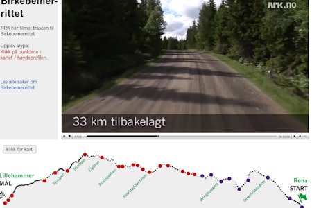 NRK-VIDEO: Hele ruta fra Rena til Lillehammer ligger ute på Nrk.no birken ultrabirken birkebeinerrittet