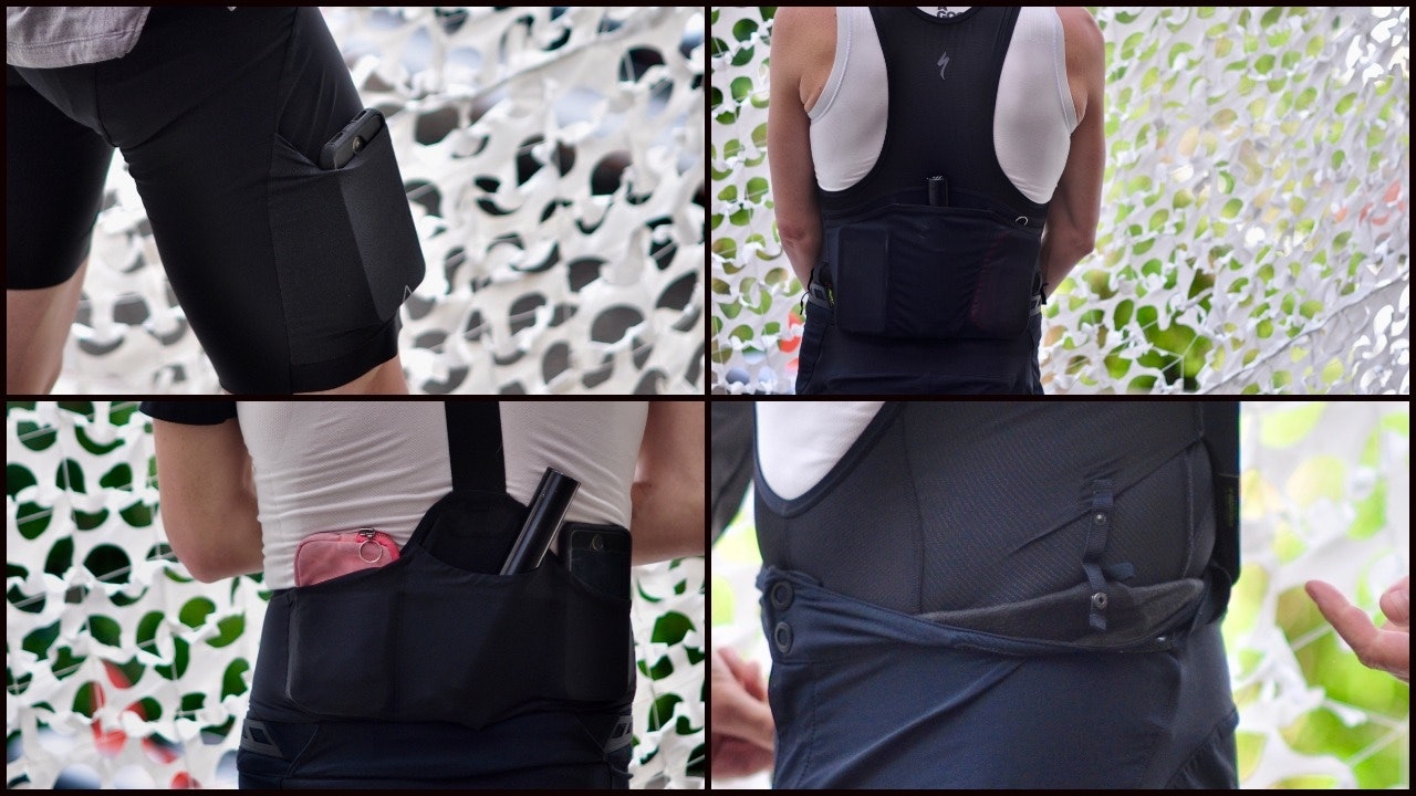 LOMMER PÅ RYGGEN: 7Mesh Cargo Bib har lommer både på ryggen og lårene. Specialized  Mountain Liner Bib shorts m/SWAT har lommer på ryggen og hemper i siden for kobling med yttershorts. Alle foto: Øyvind Aas 7mesh Cargo bib og Specialized  Mountain Liner Bib shorts m/SWAT