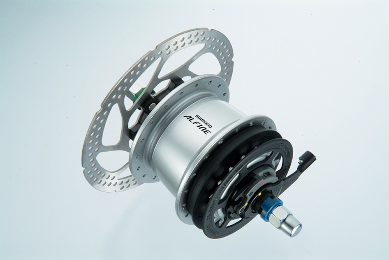 NAVGIR MED SKIVEBREMS: For første gang leverer Shimano et navgir-system med egen skivebrems. shimano alfine sykkelgir navgir bysykkel
