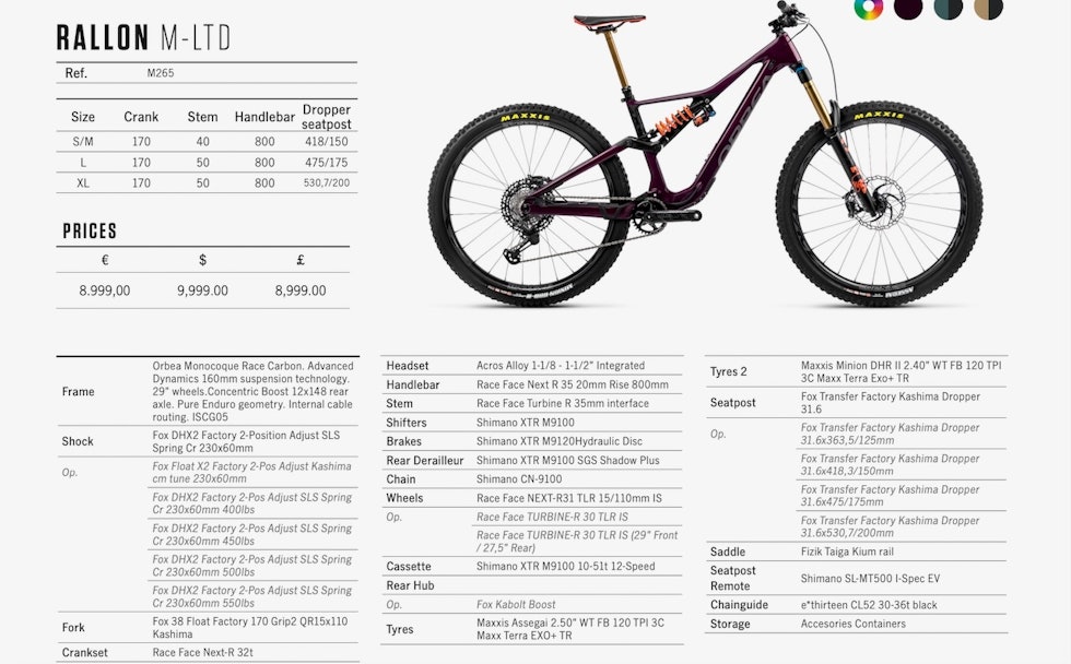 TOPPMODELL: M LTD er verstingmodellen i linja. Orbea Rallon 2022