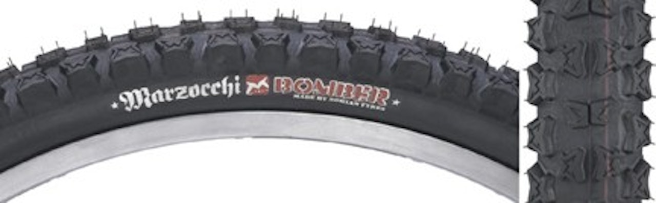 Slik ser de nye Marzocchi-dekka ut, med stor Marzocchi Bomber-logo på sideveggene. Produsent er finske Nokian. Slik ser de nye Marzocchi-dekka ut, med stor Marzocchi Bomber-logo på sideveggene. Produsent er finske Nokian.